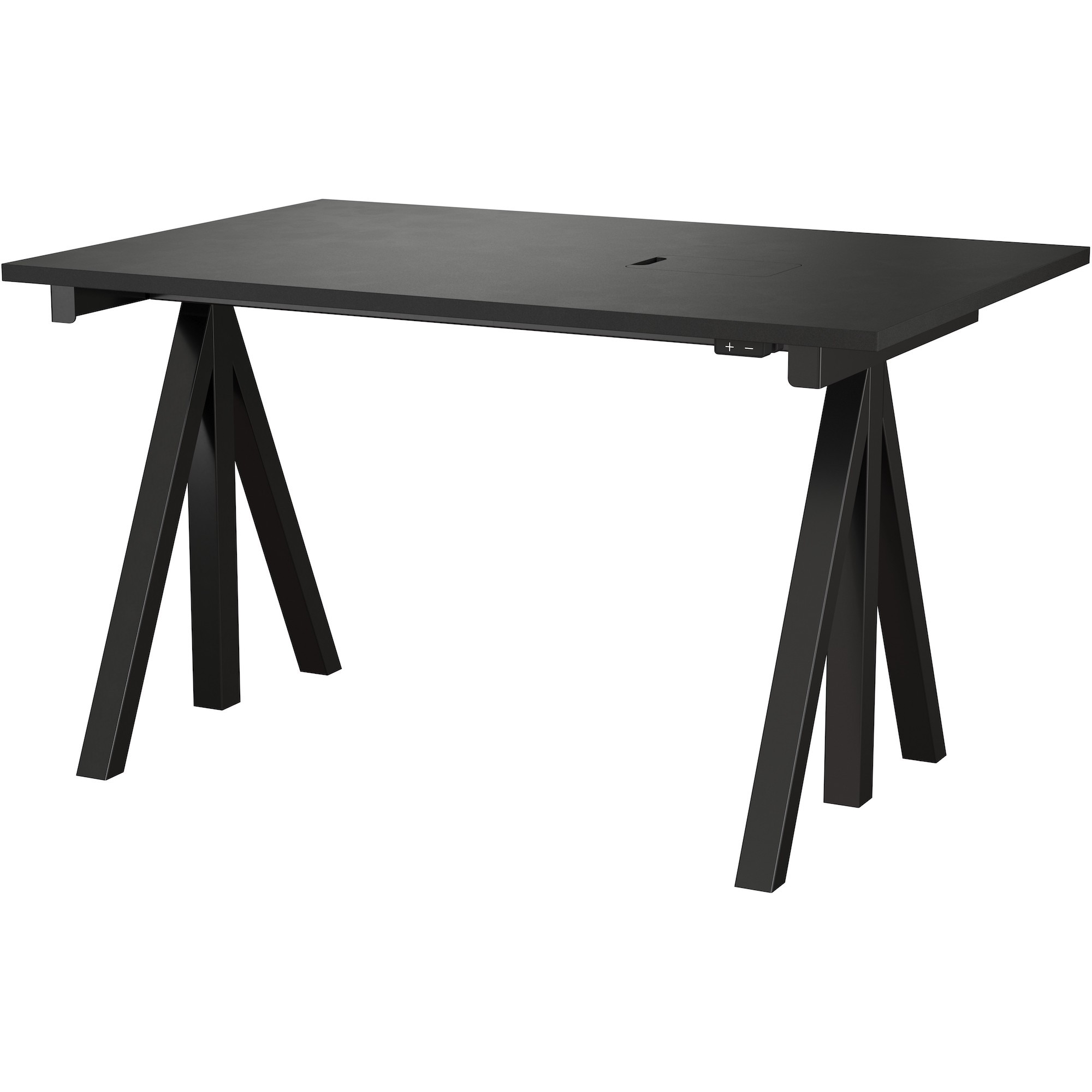 Height-adjustable work desk – Black laminate – String Works