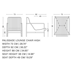 fauteuil lounge haut - Palissade Iron red - HAY