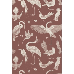 ÉPUISÉ - Dusty rouge - papier peint Birds - Katie Scott - Ferm Living