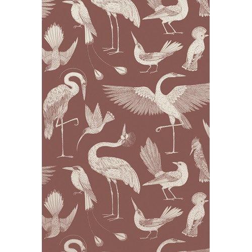 ÉPUISÉ - Dusty rouge - papier peint Birds - Katie Scott - Ferm Living