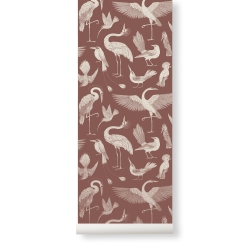 OUT OF STOCK - Dusty red - Birds Wallpaper - Katie Scott - Ferm Living