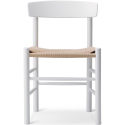 Chaise J39 – hêtre teinté blanc + corde de papier naturelle - Fredericia