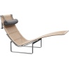 Chaise longue PK24 – Osier + Appuie-tête Cuir Embrace Concrete - Fritz Hansen