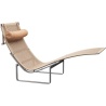 Chaise longue PK24 – Osier + Appuie-tête Cuir Natural - Fritz Hansen