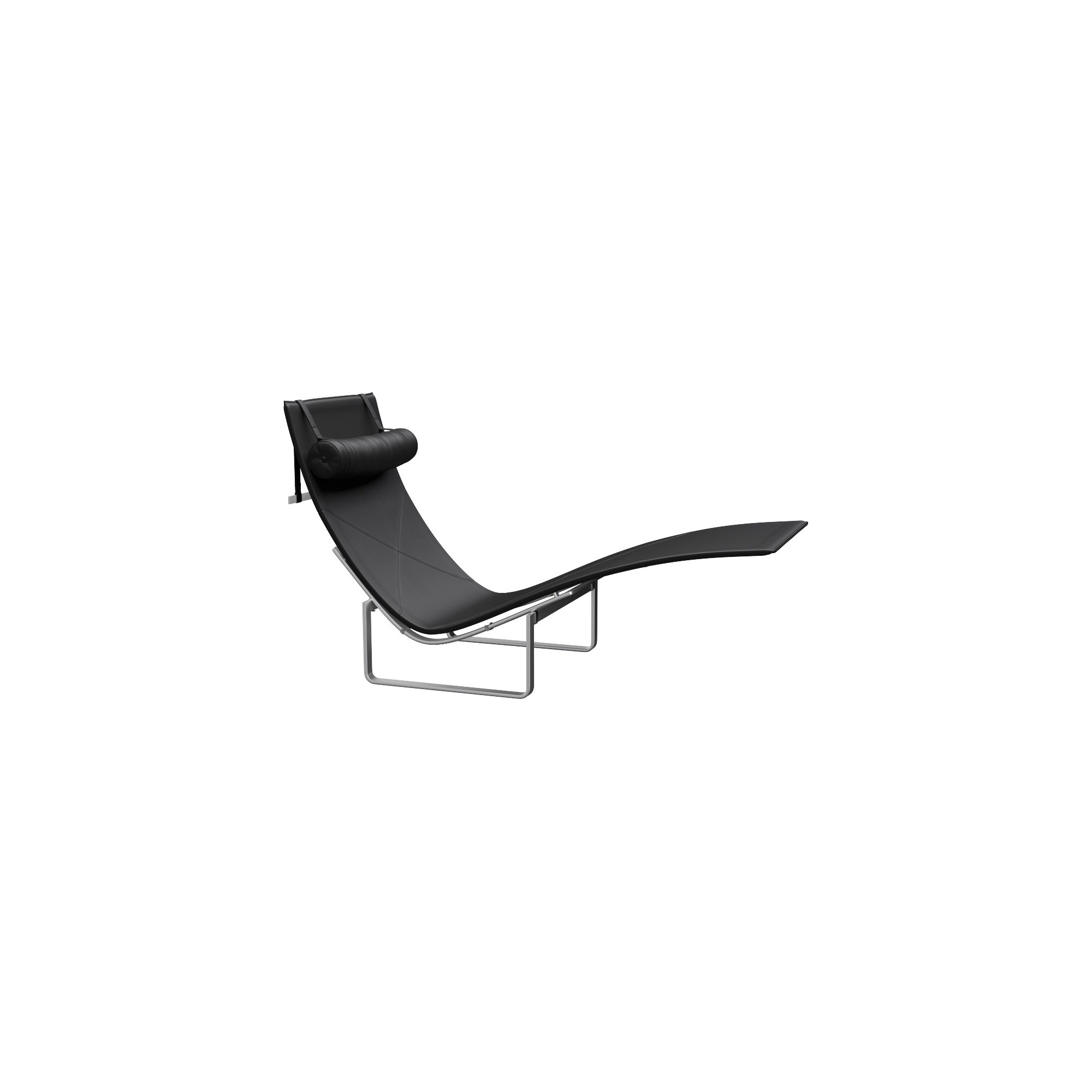 PK24 Chaise longue - Aura Black Leather - Fritz Hansen