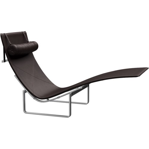 Chaise longue PK24 – Cuir Grace Dark brown - Fritz Hansen