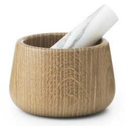 white marble/oak - Craft mortar and pestle - Normann Copenhagen