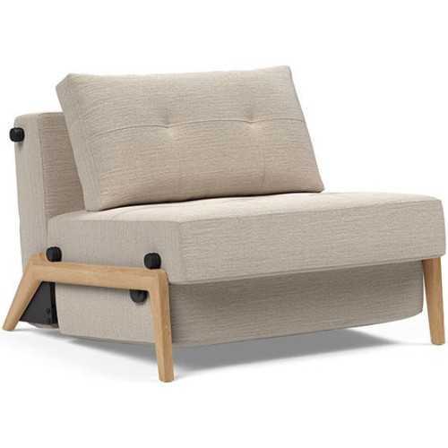 Cubed convertible lounge chair – Oak + 612 Blida Sand Grey - Innovation Living