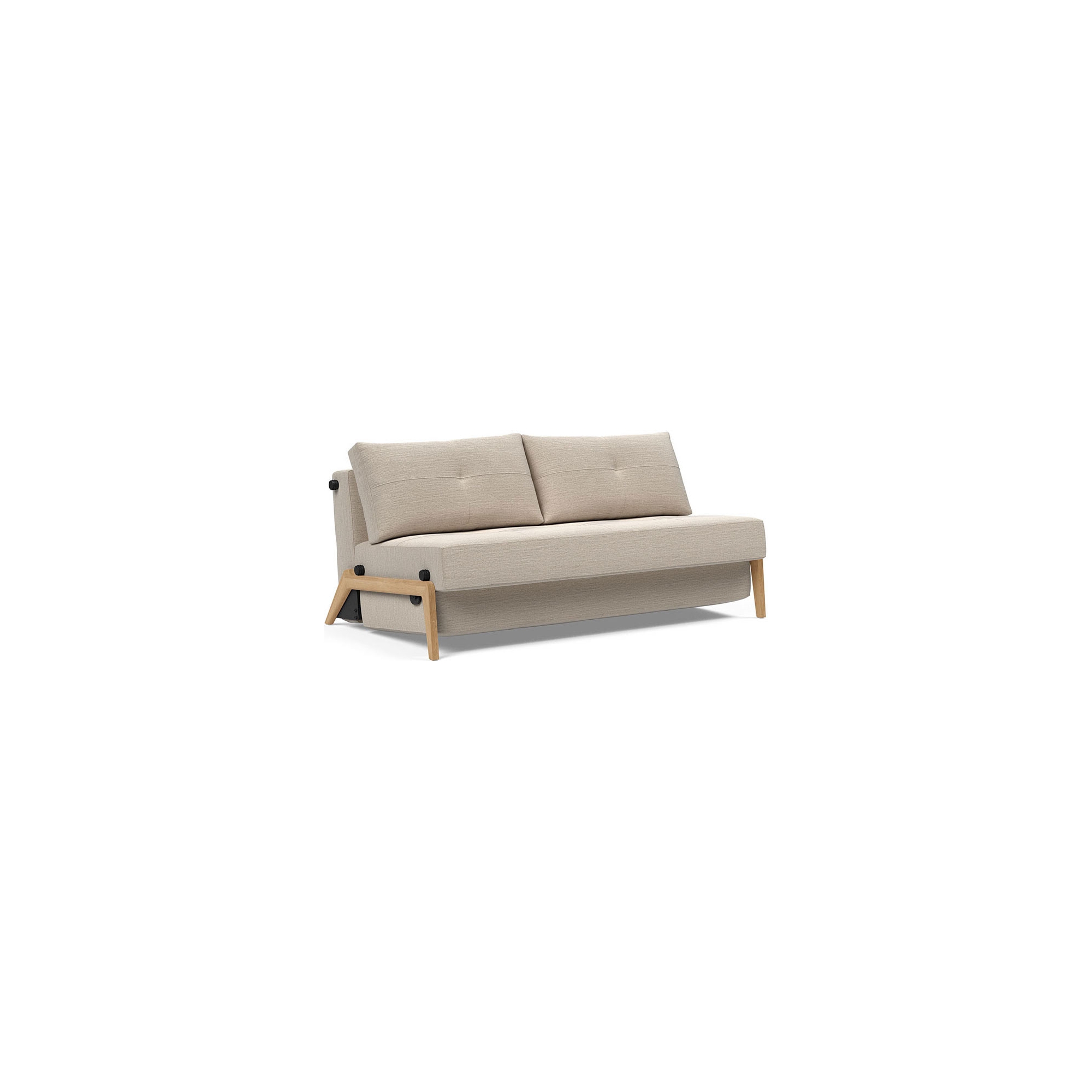 Cubed 160 convertible sofa – Oak + 612 Blida Sand Grey - Innovation Living