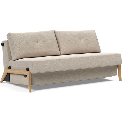 Cubed 160 convertible sofa – Oak + 612 Blida Sand Grey - Innovation Living