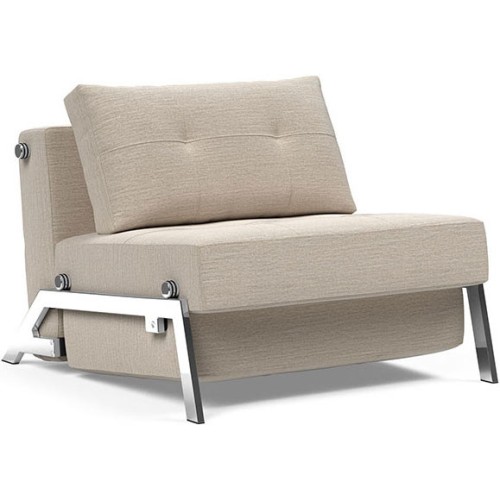 Cubed convertible lounge chair – Chrome + 612 Blida Sand Grey - Innovation Living