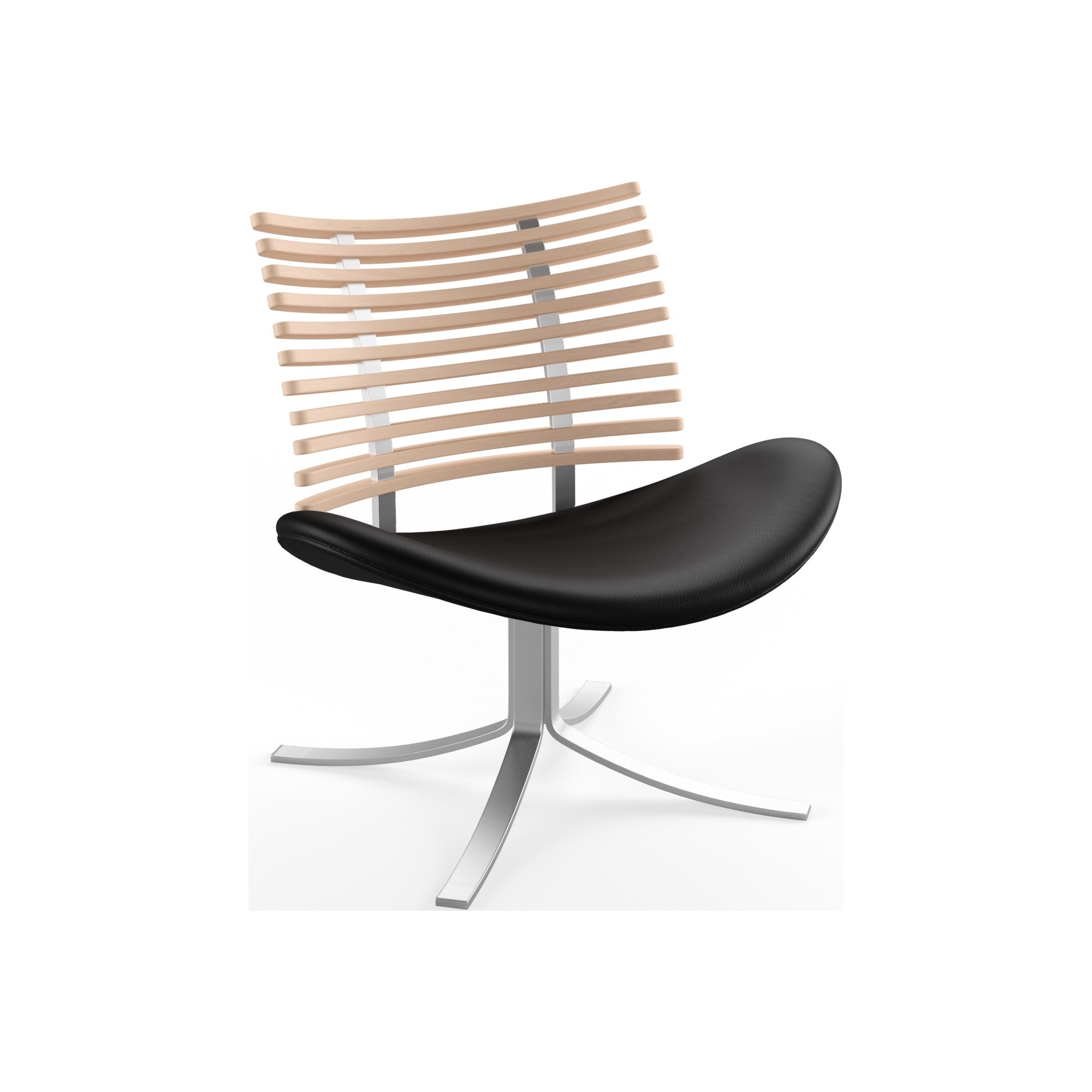 Gepard GM 4175 Lounge chair – White oiled oak + Black select leather + Stainless steel - Naver collection