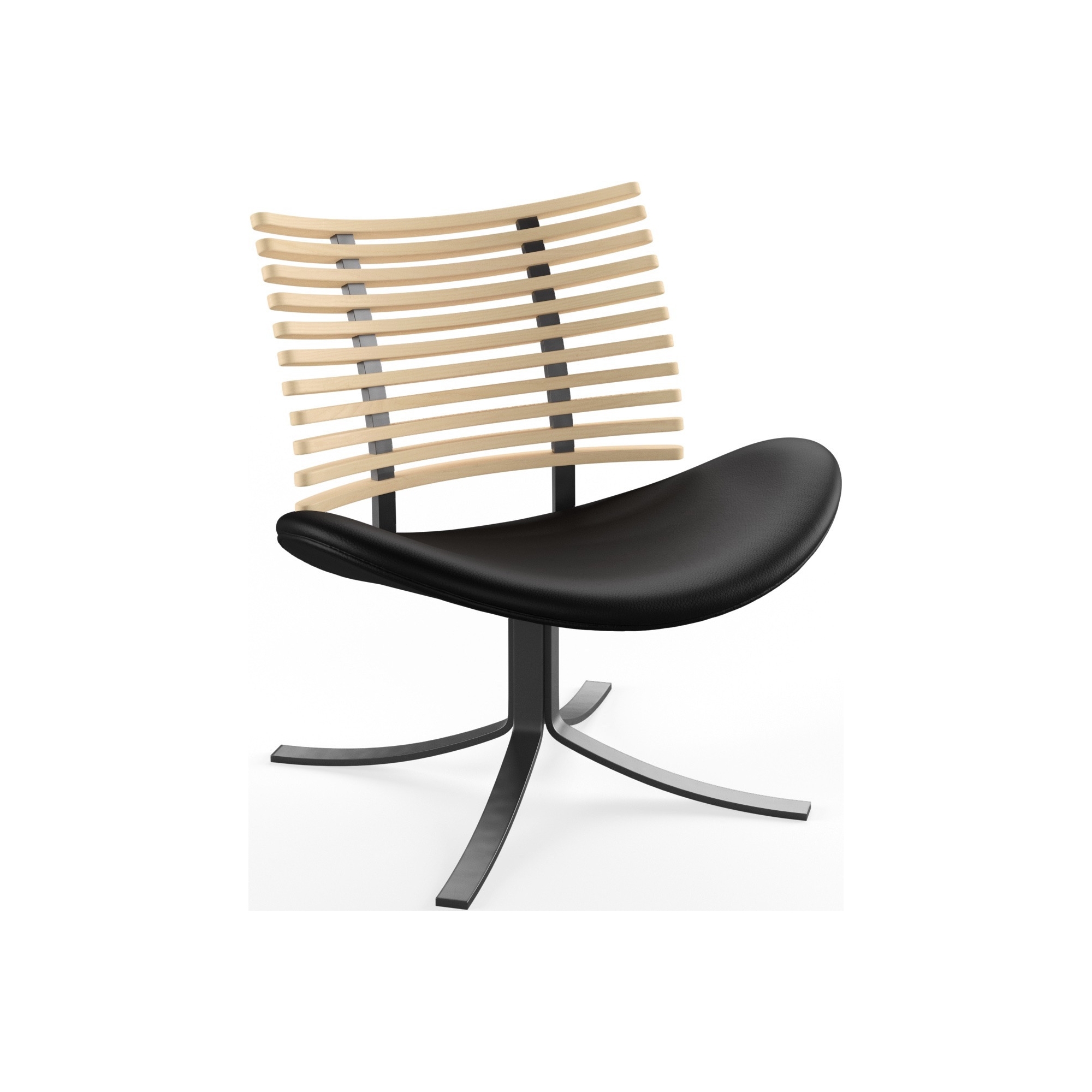 Gepard GM 4175 Lounge chair – White oiled ash + Black select leather + Black steel - Naver collection