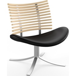 Gepard GM 4175 Lounge chair – White oiled ash + Black select leather + Stainless steel - Naver collection