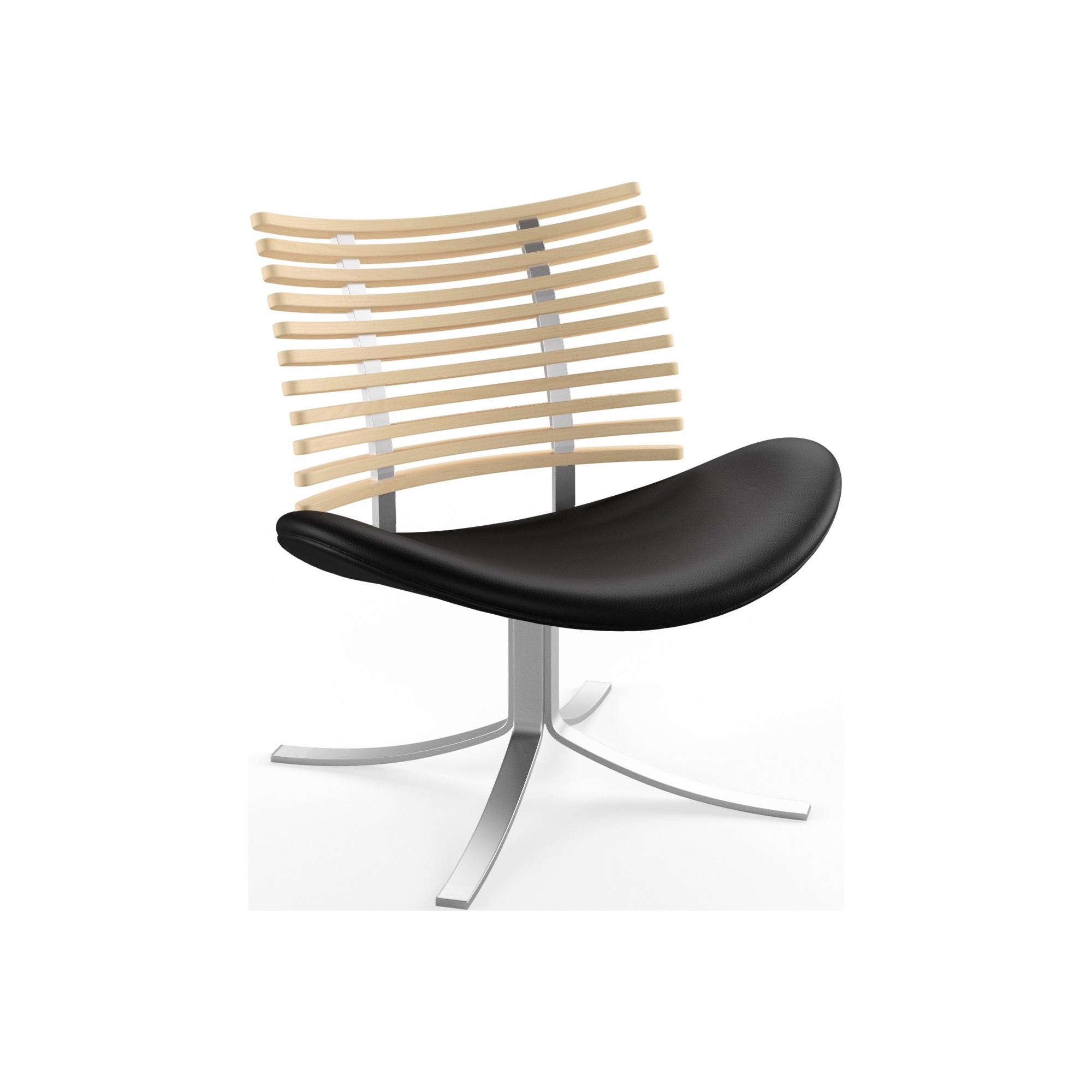 Gepard GM 4175 Lounge chair – White oiled ash + Black select leather + Stainless steel - Naver collection