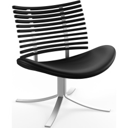 Gepard GM 4175 Lounge chair – Black stained ash + Black select leather + Stainless steel - Naver collection