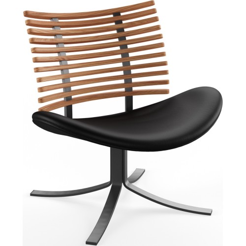 Gepard GM 4175 Lounge chair – Oiled elm + Black select leather + Black steel - Naver collection