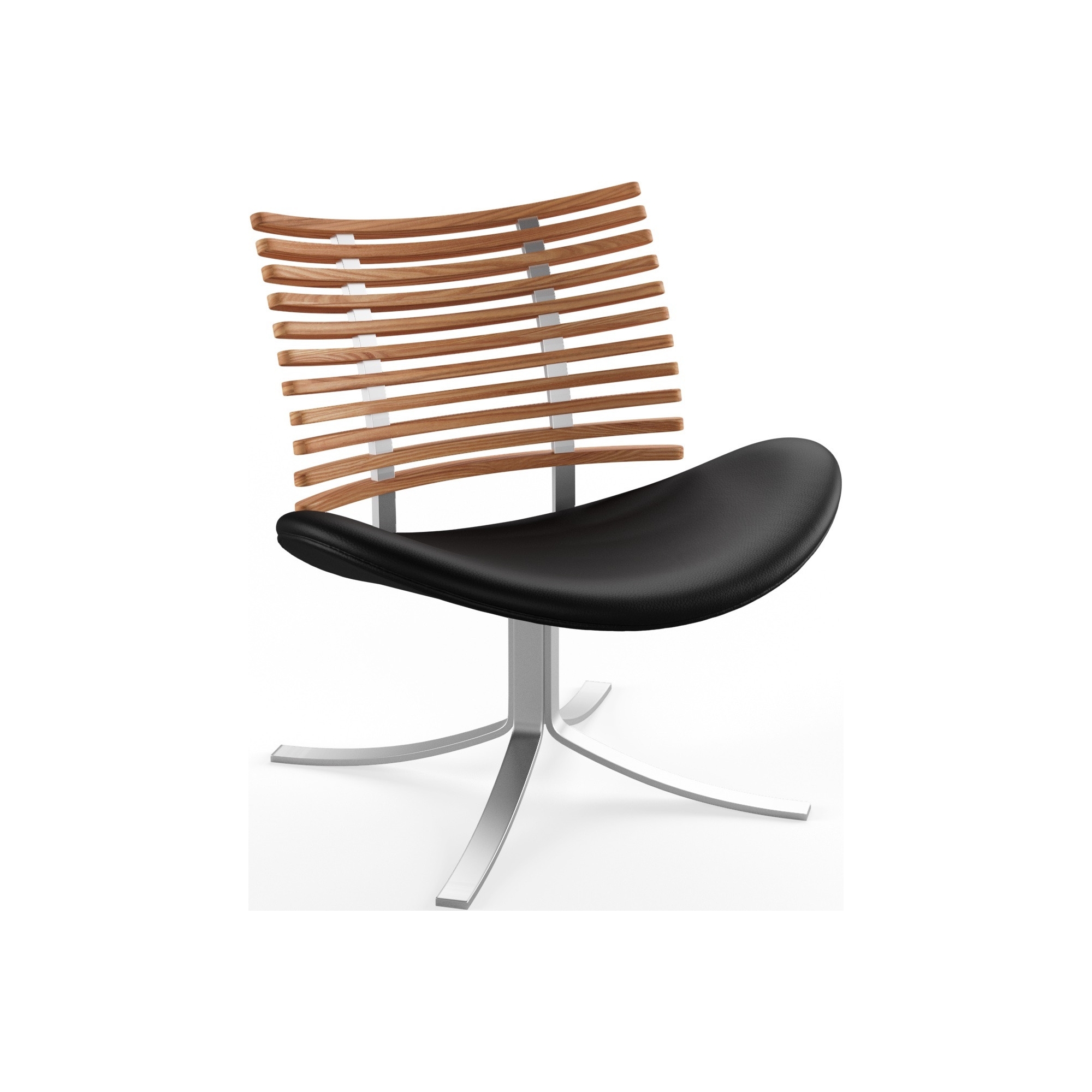 Gepard GM 4175 Lounge chair – Oiled elm + Black select leather + Stainless steel - Naver collection