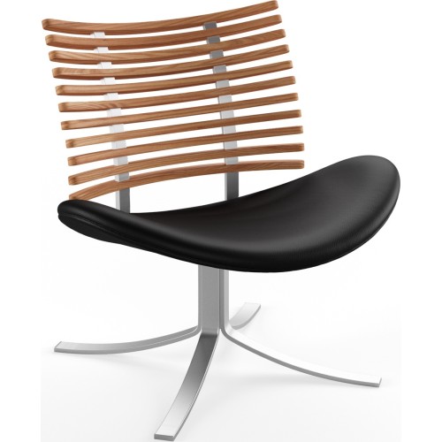 Gepard GM 4175 Lounge chair – Oiled elm + Black select leather + Stainless steel - Naver collection