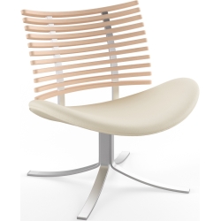 Gepard GM 4175 Lounge chair – White oiled oak + Cream semi-aniline leather + Stainless steel - Naver collection