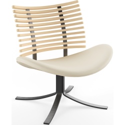 Gepard GM 4175 Lounge chair – White oiled ash + Cream semi-aniline leather + Black steel - Naver collection