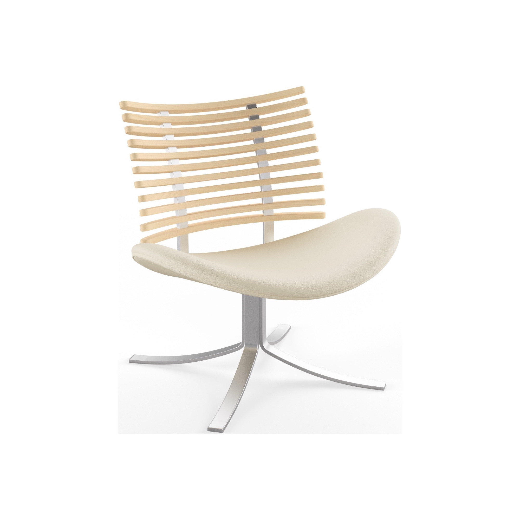 Gepard GM 4175 Lounge chair – White oiled ash + Cream semi-aniline leather + Stainless steel - Naver collection