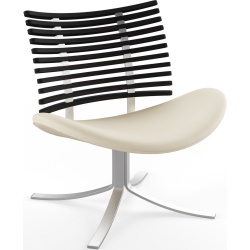 Gepard GM 4175 Lounge chair – Black stained ash + Cream semi-aniline leather + Stainless steel - Naver collection