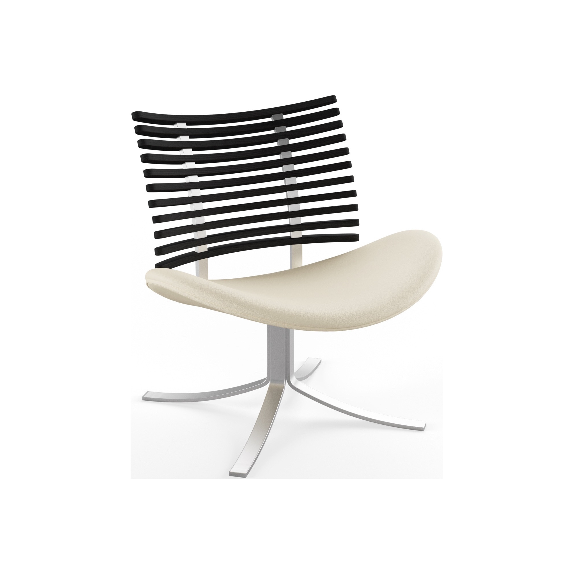 Gepard GM 4175 Lounge chair – Black stained ash + Cream semi-aniline leather + Stainless steel - Naver collection