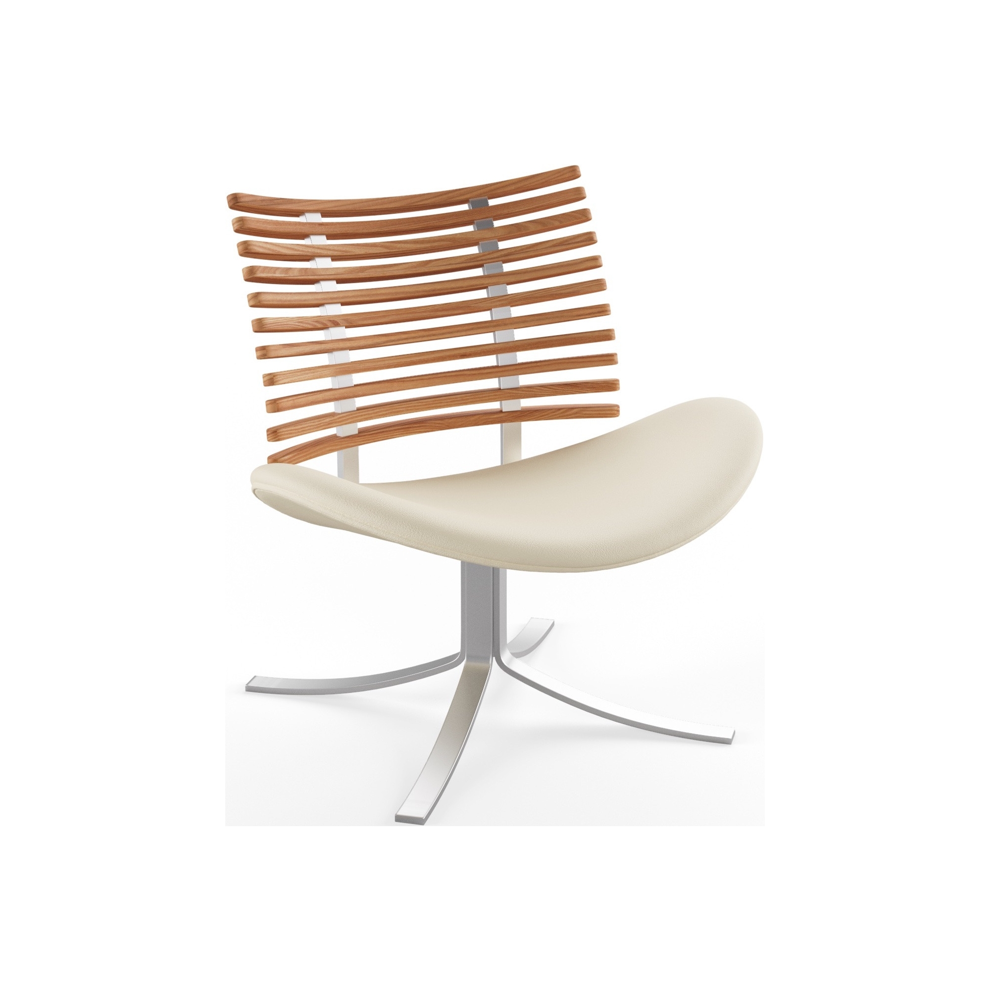 Gepard GM 4175 Lounge chair – Oiled elm + Cream semi-aniline leather + Stainless steel - Naver collection