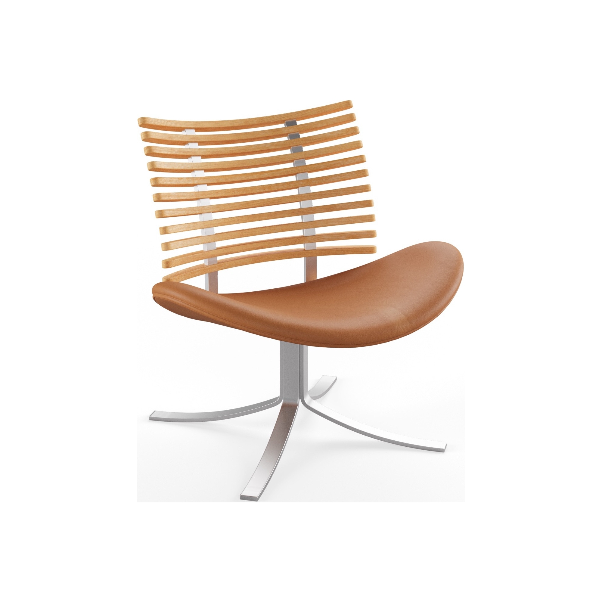 Gepard GM 4175 Lounge chair – Oiled oak + Cognac aniline leather + Stainless steel - Naver collection