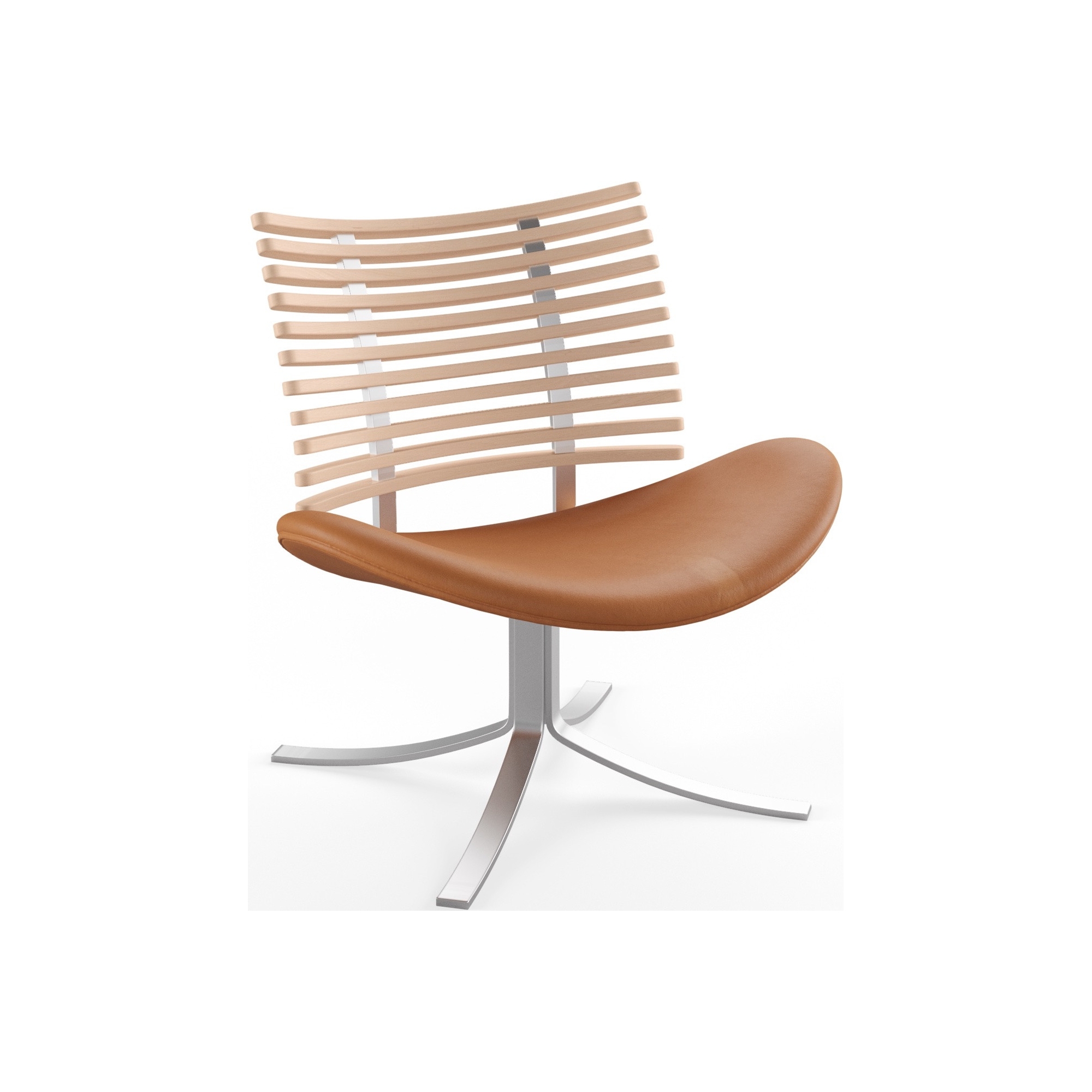 Gepard GM 4175 Lounge chair – White oiled oak + Cognac aniline leather + Stainless steel - Naver collection