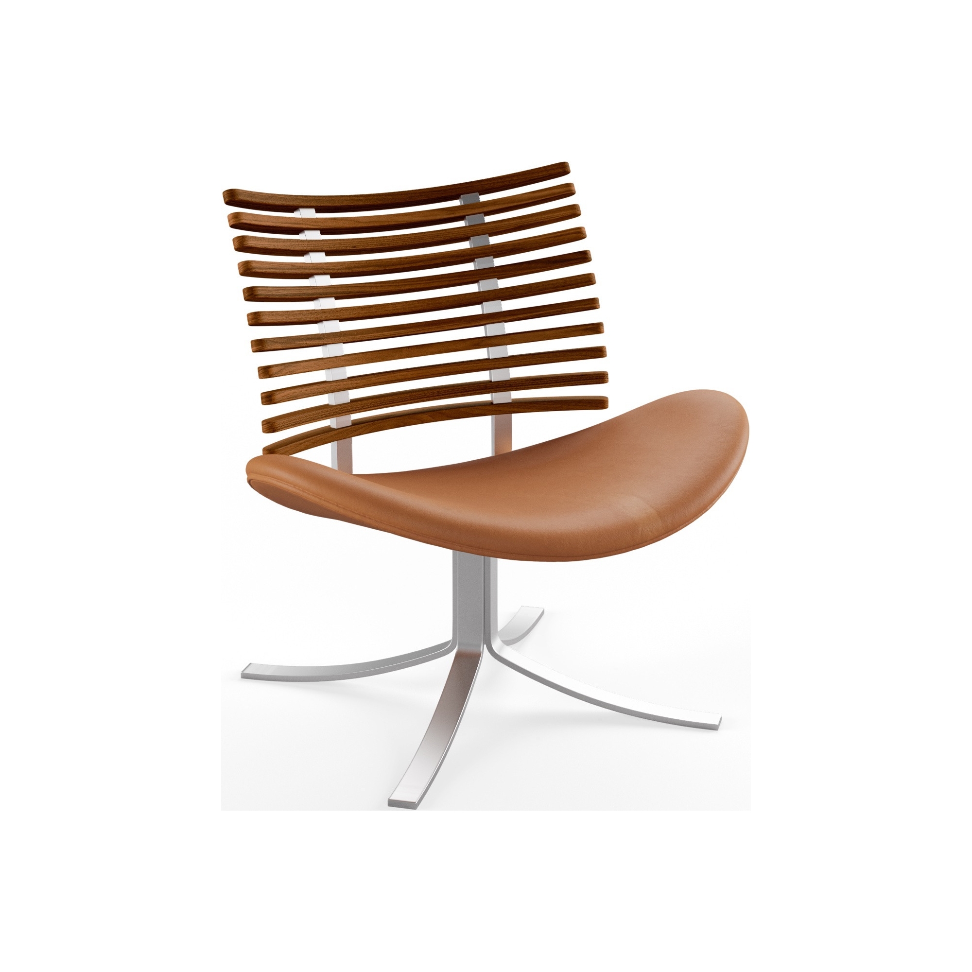 Gepard GM 4175 Lounge chair – Oiled walnut + Cognac aniline leather + Stainless steel - Naver collection