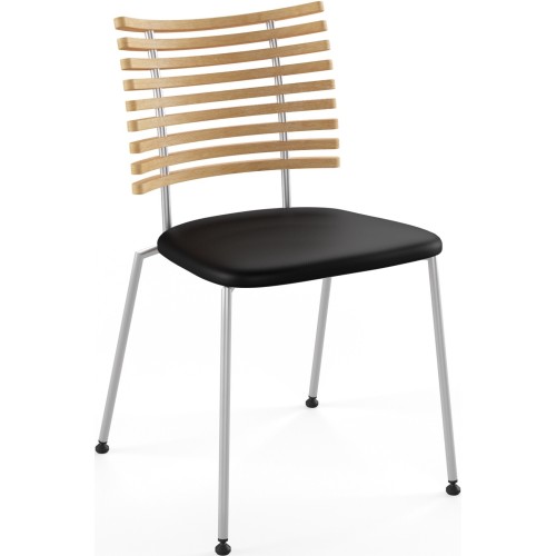 Tiger GM 4105 Chair – Oiled ash + Black Select leather + Stainless steel - Naver collection