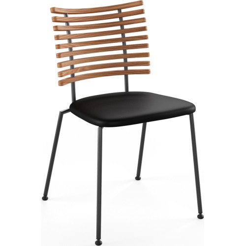 Tiger GM 4105 Chair – Oiled elm + Black Select leather + Black steel - Naver collection