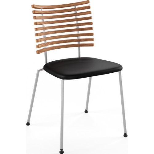 Tiger GM 4105 Chair – Oiled elm + Black Select leather + Stainless steel - Naver collection