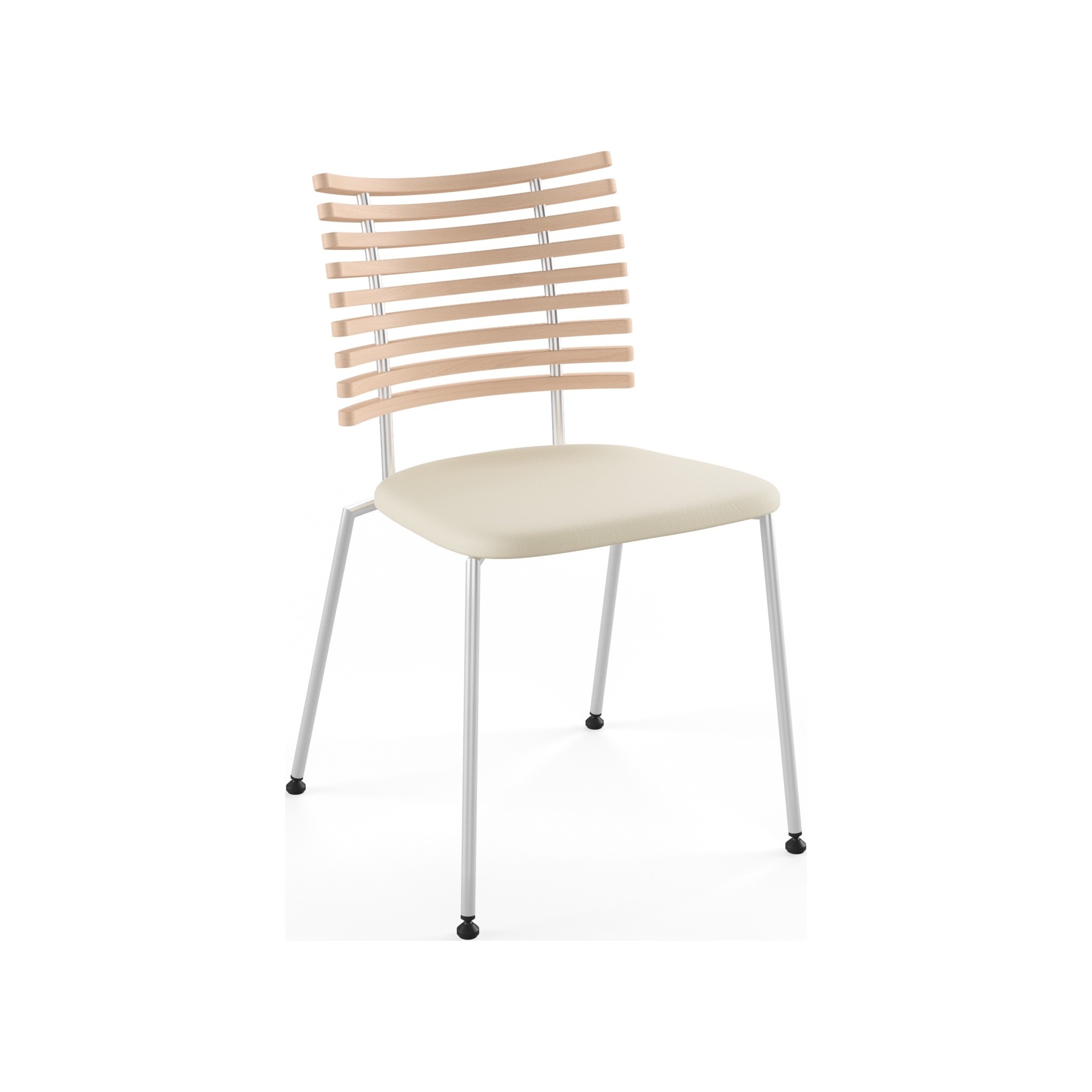 Tiger GM 4105 Chair – White oiled oak + Cream Semi-Aniline leather + Stainless steel - Naver collection