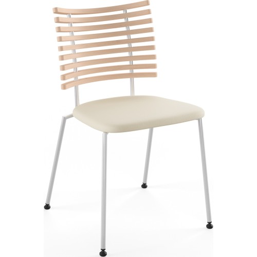 Tiger GM 4105 Chair – White oiled oak + Cream Semi-Aniline leather + Stainless steel - Naver collection