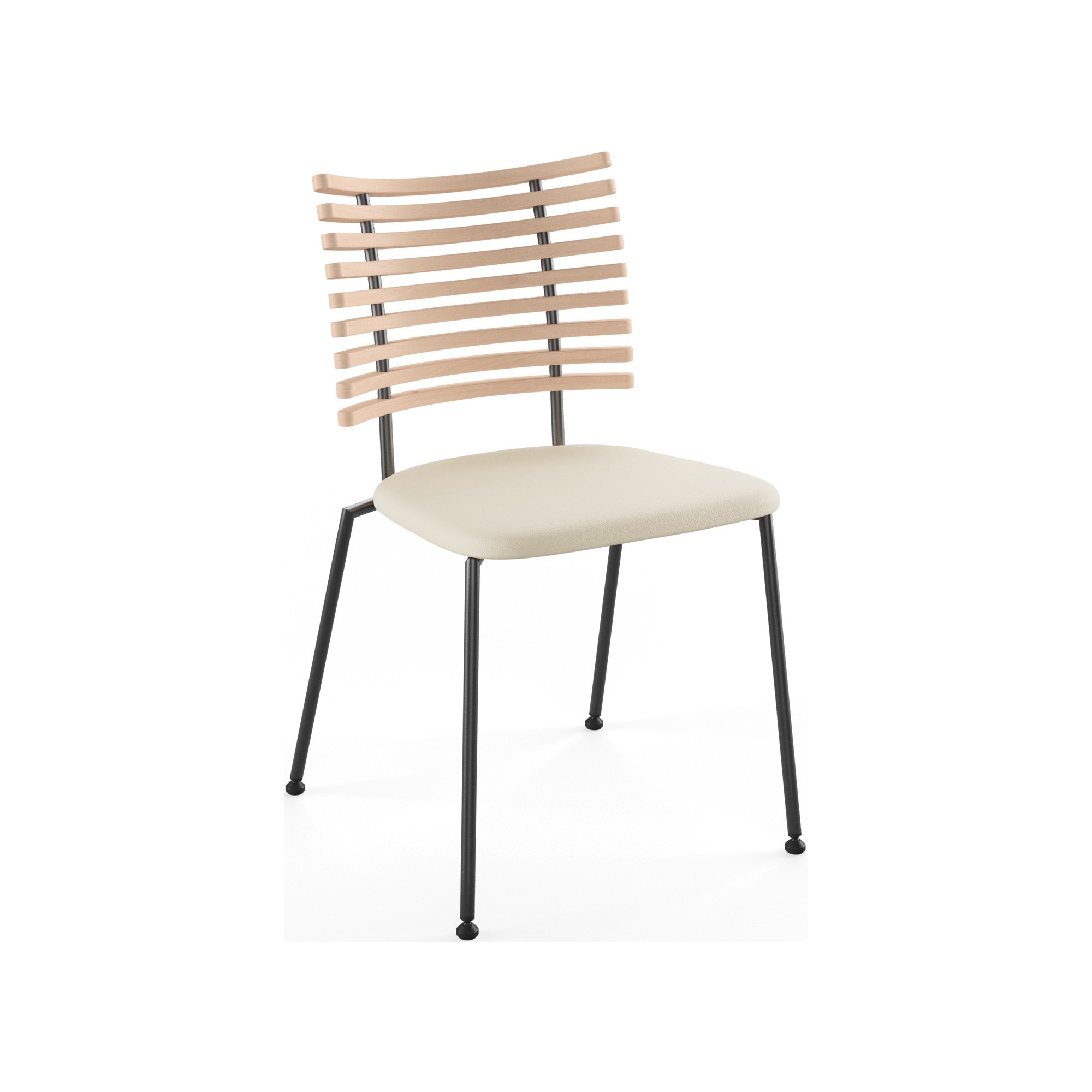 Tiger GM 4105 Chair – White oiled oak + Cream Semi-Aniline leather + Black steel - Naver collection