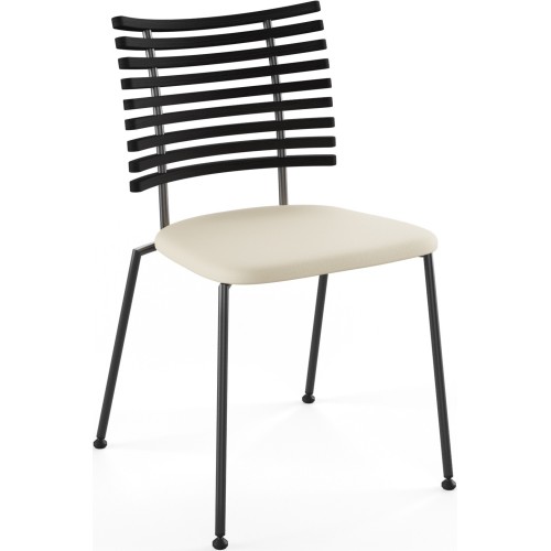 Tiger GM 4105 Chair – Black stained ash + Cream Semi-Aniline leather + Black steel - Naver collection