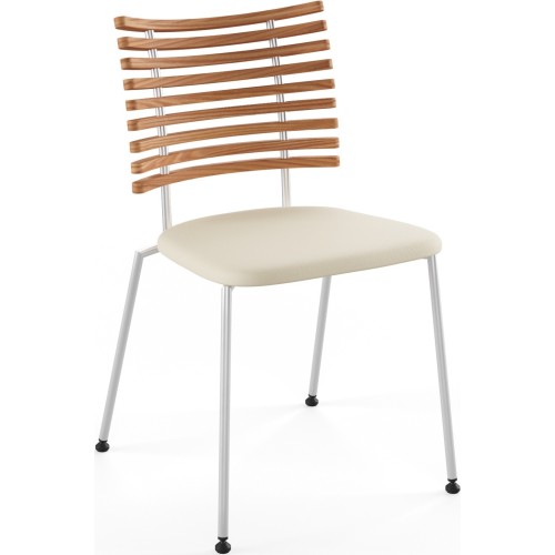 Tiger GM 4105 Chair – Oiled elm + Cream Semi-Aniline leather + Stainless steel - Naver collection