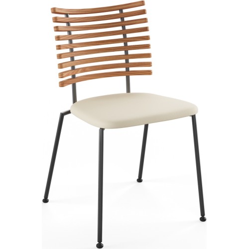 Tiger GM 4105 Chair – Oiled elm + Cream Semi-Aniline leather + Black steel - Naver collection