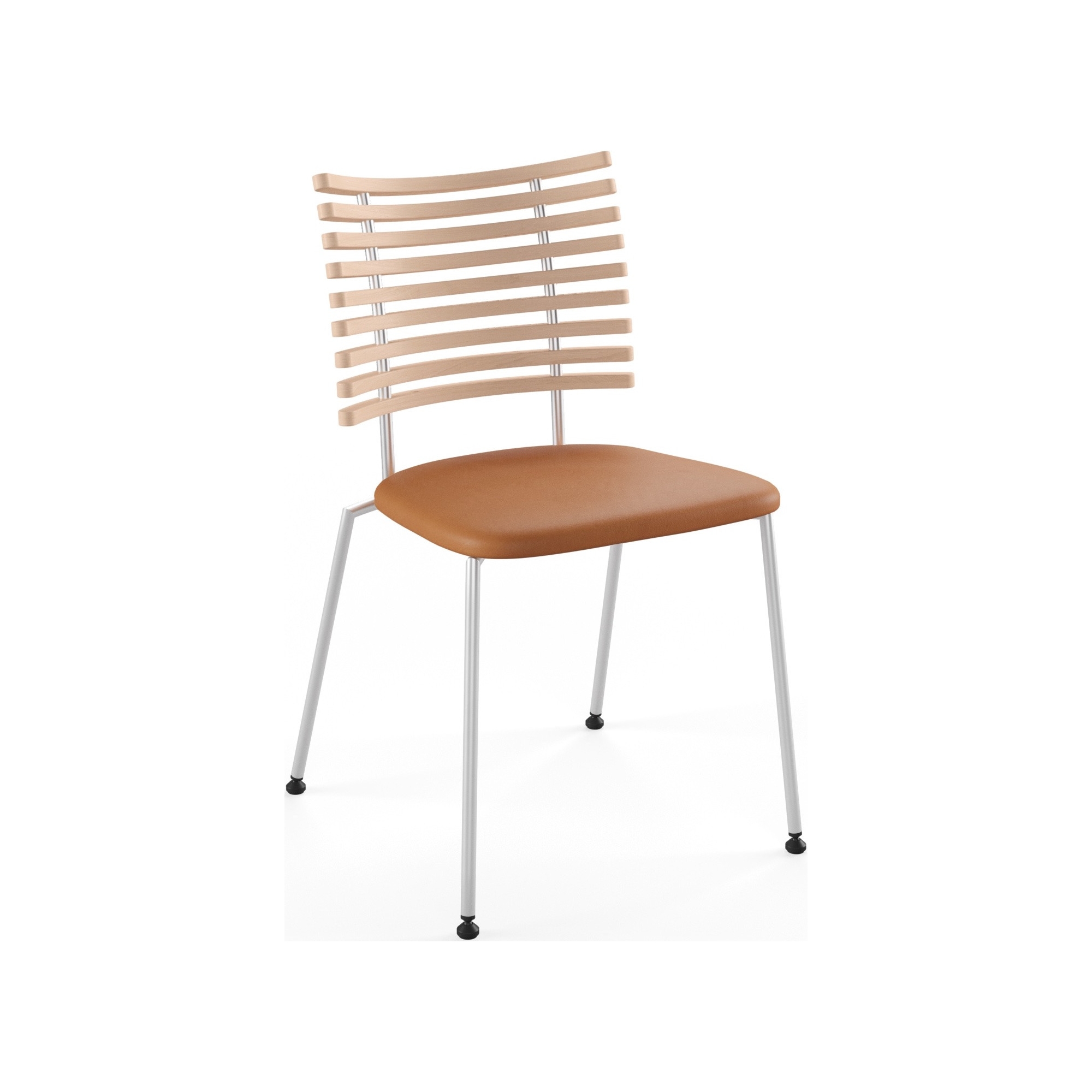 Tiger GM 4105 Chair – White oiled oak + Cognac Aniline leather + Stainless steel - Naver collection