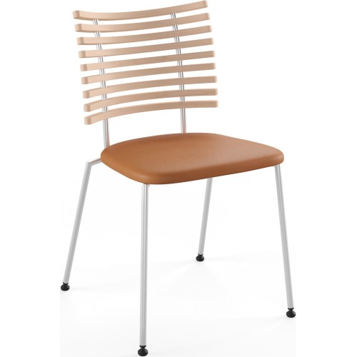 Tiger GM 4105 Chair – White oiled oak + Cognac Aniline leather + Stainless steel - Naver collection