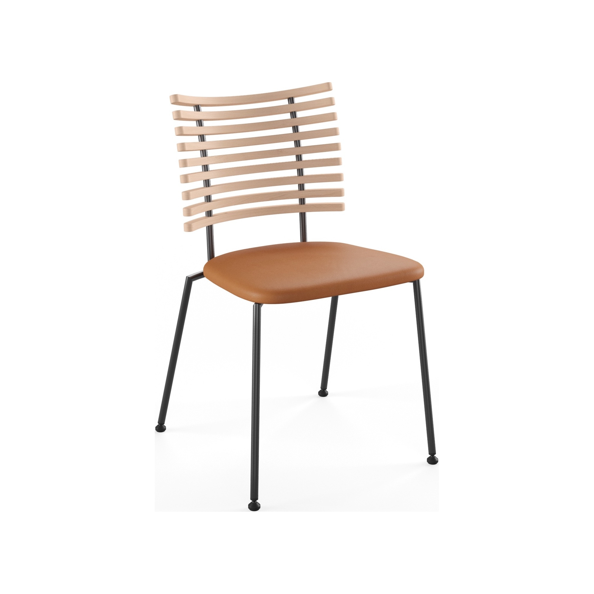 Tiger GM 4105 Chair – White oiled oak + Cognac Aniline leather + Black steel - Naver collection