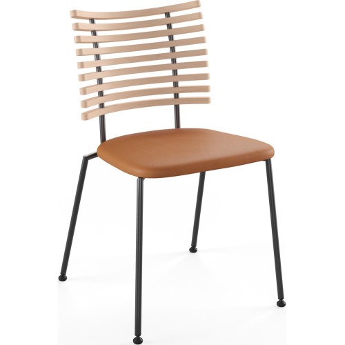 Tiger GM 4105 Chair – White oiled oak + Cognac Aniline leather + Black steel - Naver collection