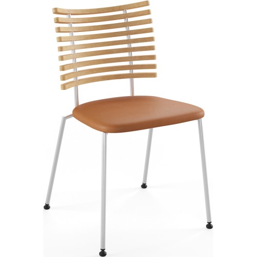 Tiger GM 4105 Chair – Oiled ash + Cognac Aniline leather + Stainless steel - Naver collection