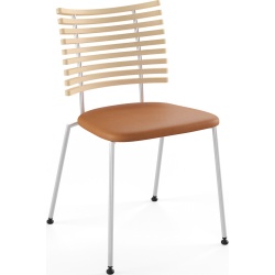 Tiger GM 4105 Chair – White oiled ash + Cognac Aniline leather + Stainless steel - Naver collection