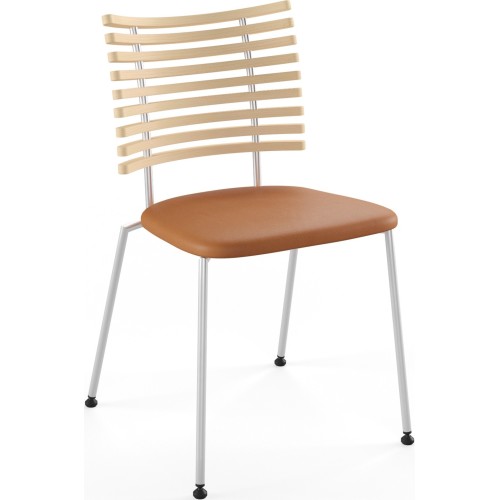 Tiger GM 4105 Chair – White oiled ash + Cognac Aniline leather + Stainless steel - Naver collection