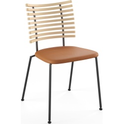 Tiger GM 4105 Chair – White oiled ash + Cognac Aniline leather + Black steel - Naver collection