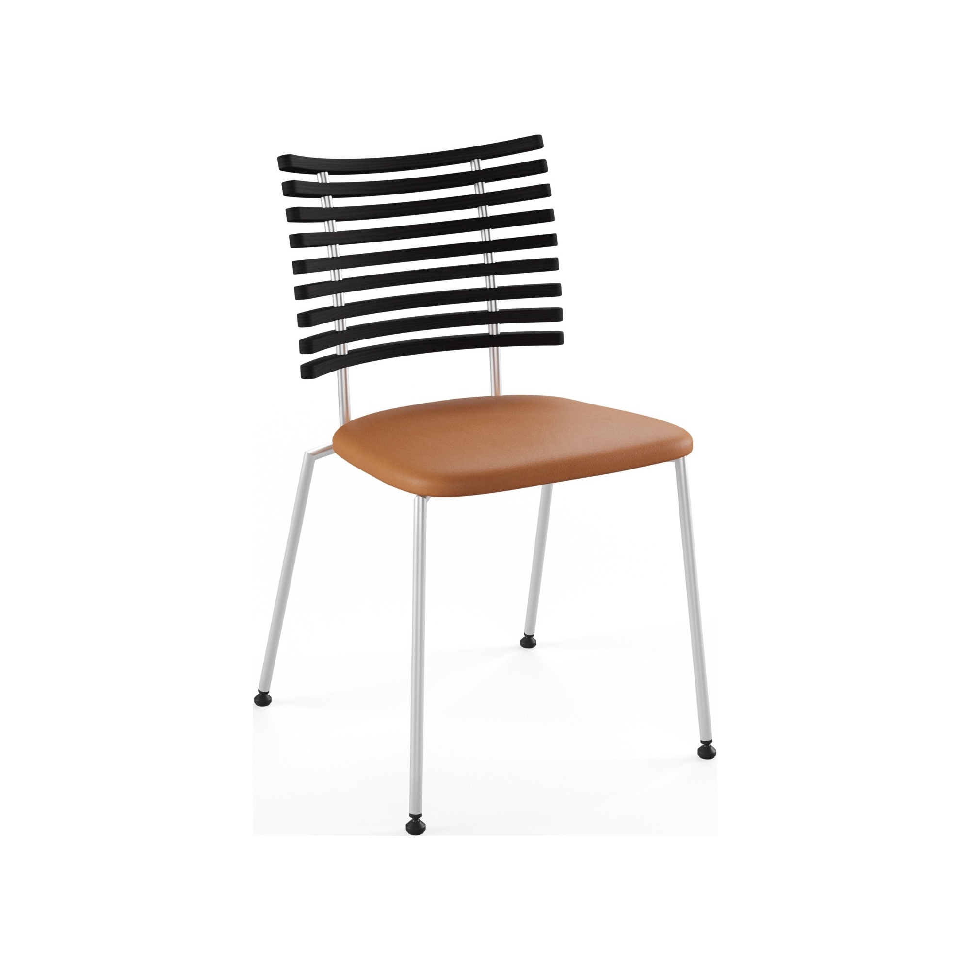 Tiger GM 4105 Chair – Black stained ash + Cognac Aniline leather + Stainless steel - Naver collection